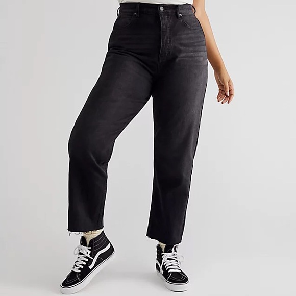 Free People Denim - Free People Distressed Black Mom Jeans